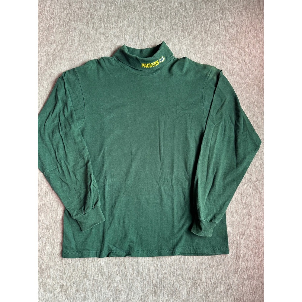 Vintage Fruit of the Loom Green Bay Packers Turtleneck Shirt Green Mens L